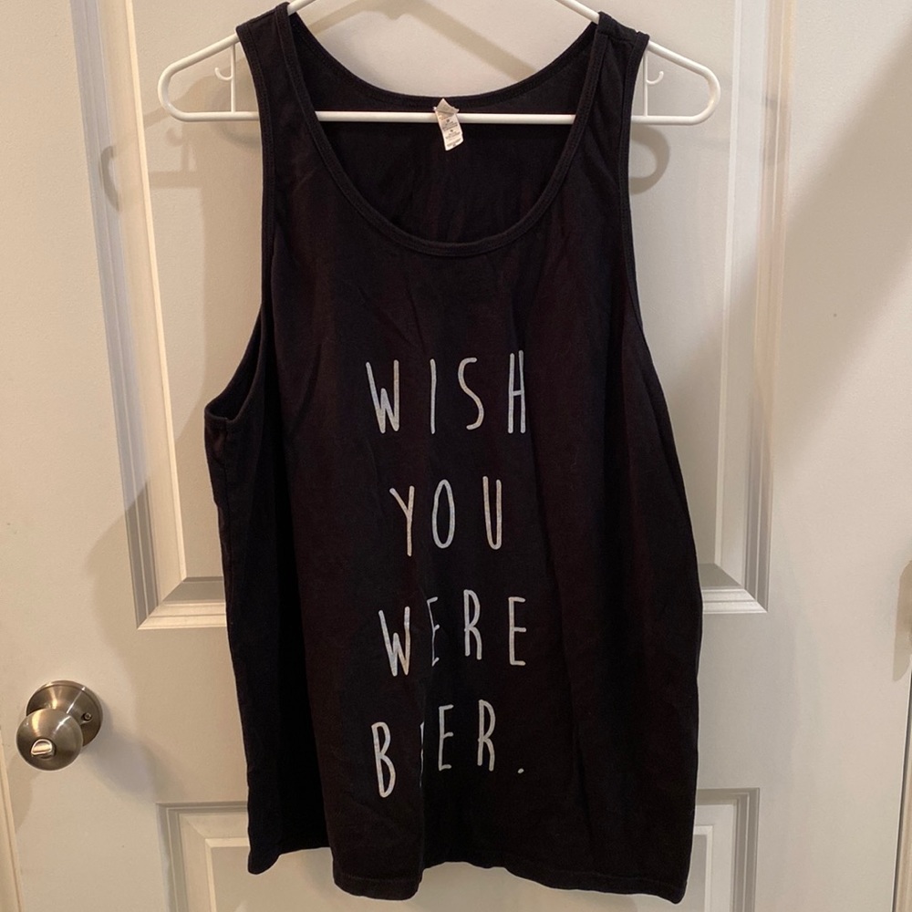 Black Unisex Wish you were beer tank Sz XL